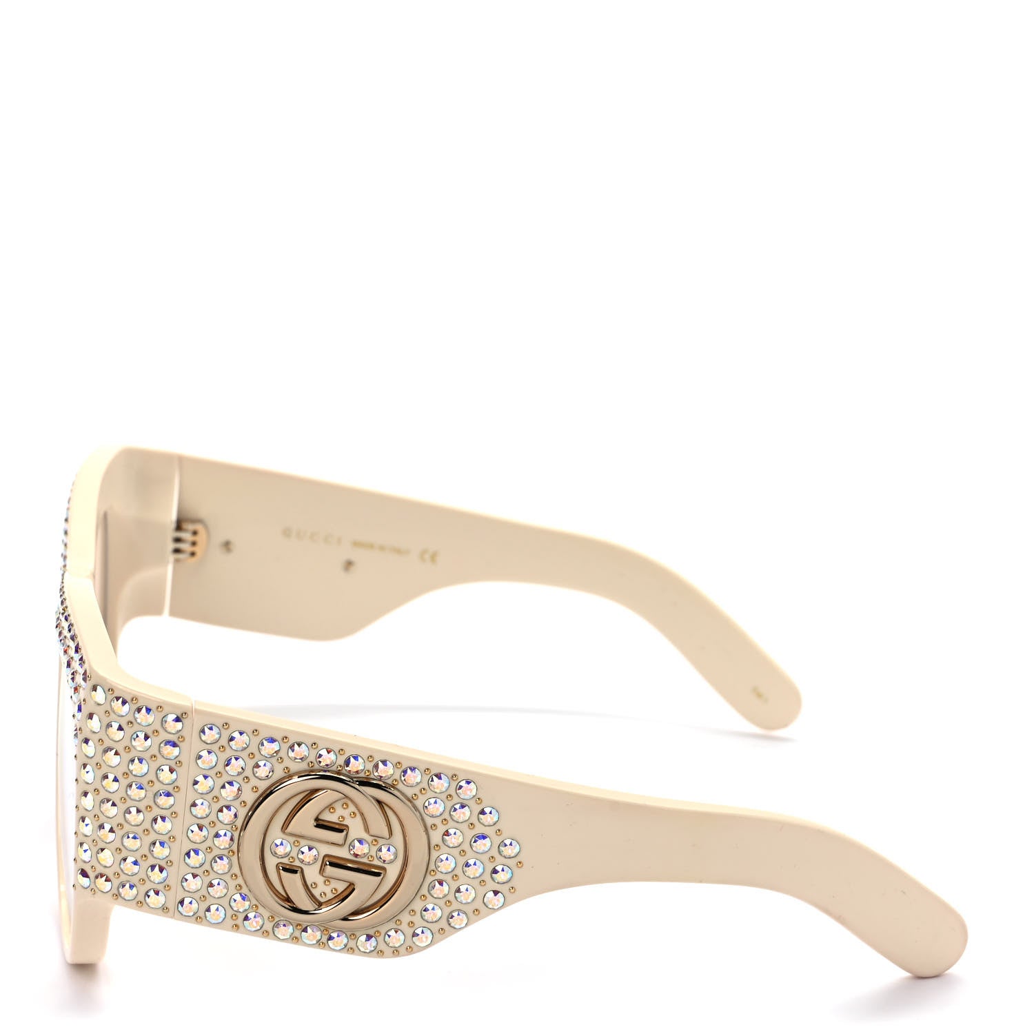 Gucci Acetate Crystal Oversize Hollywood Forever Sunglasses GG0144S Ivory 3 of 7