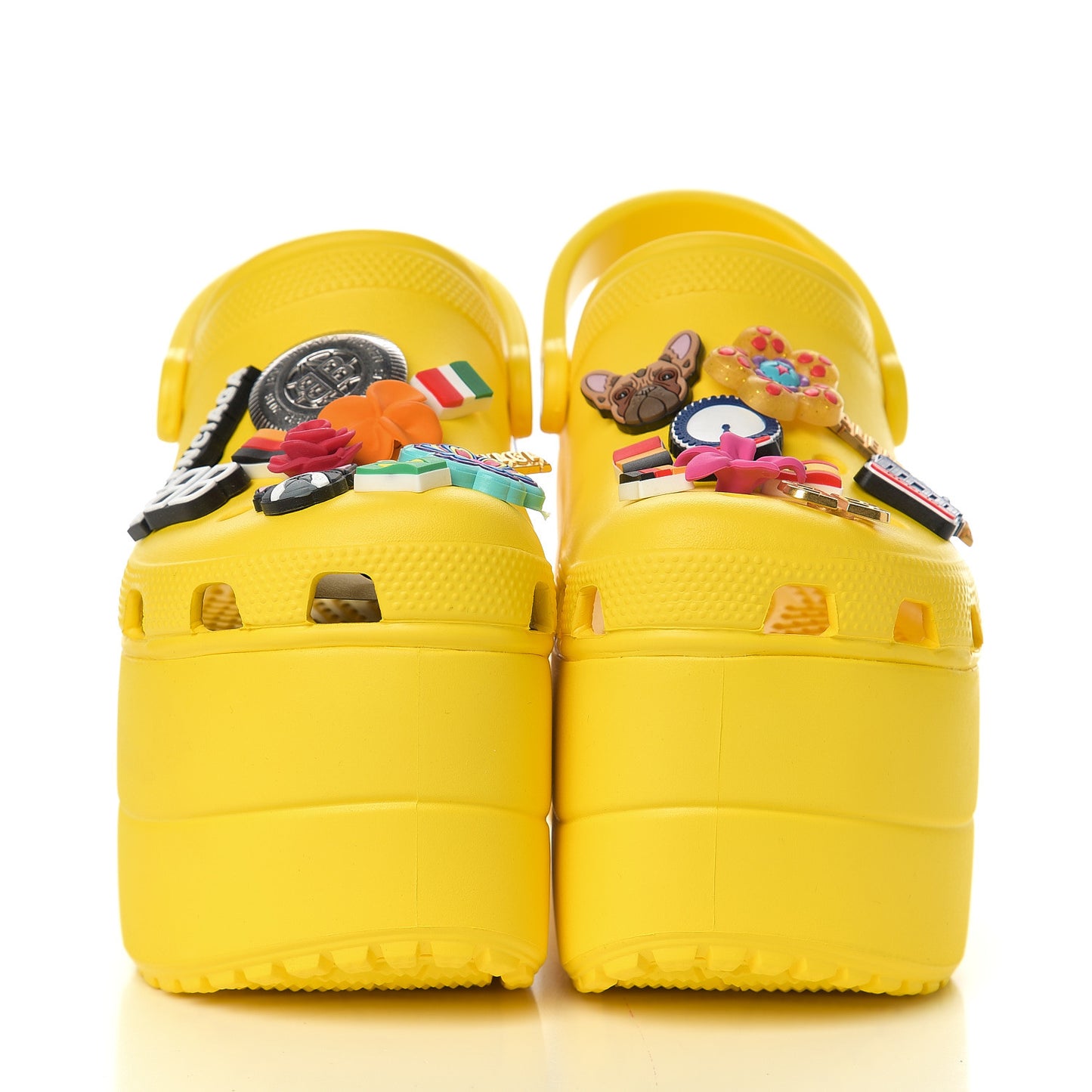 X CROCS Rubber Textured Womens Platform Sandals 37 Jaune Soleil