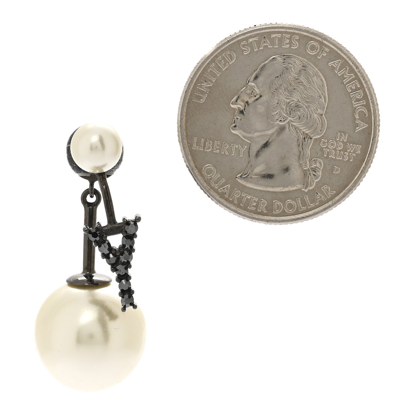 Crystal Pearl My ABCDior Y Tribale Earring Black Silver