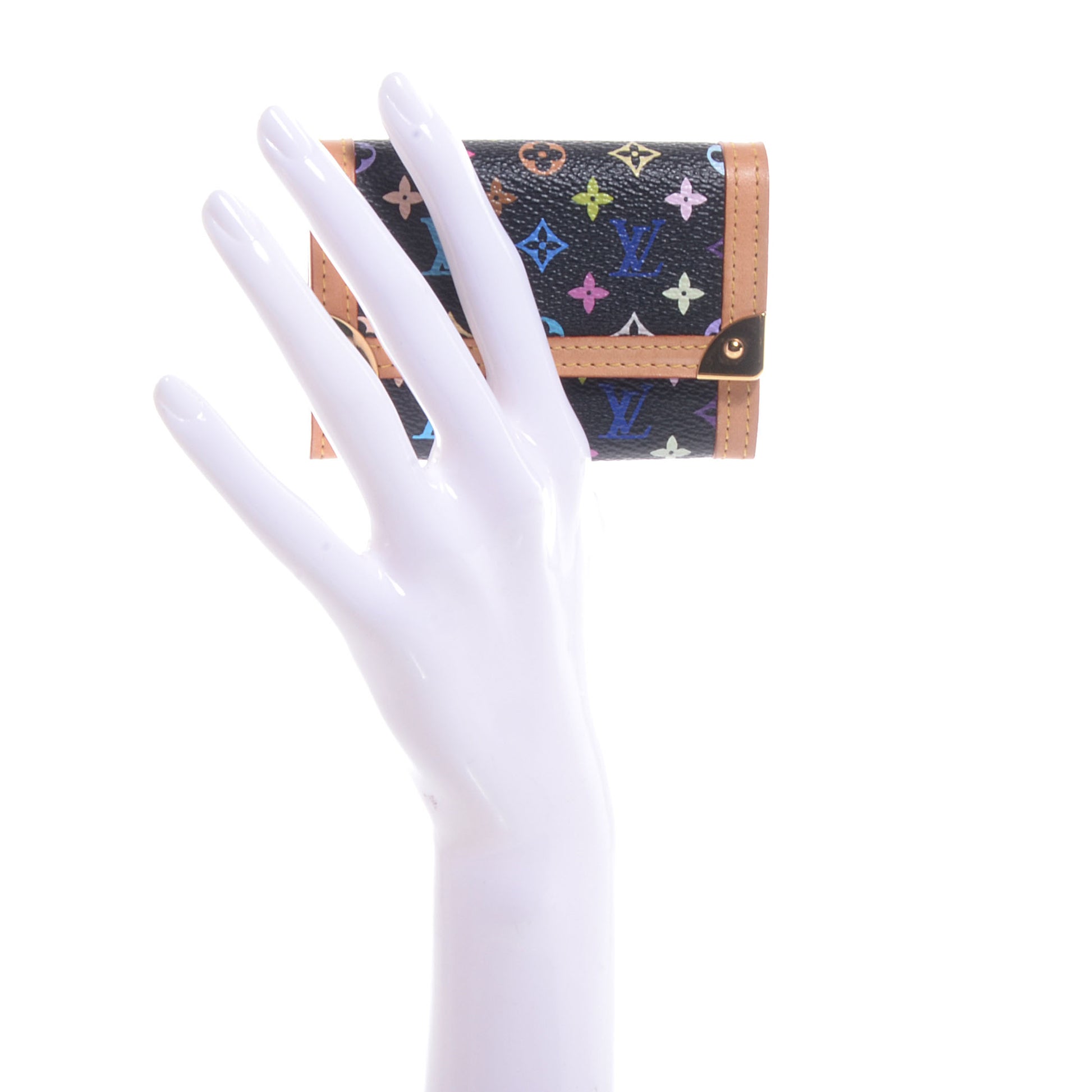 Louis Vuitton Monogram Multicolor Porte-Monnaie Plat Coin Purse Black 2 of 7
