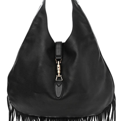 Gucci Calfskin Large New Jackie Nouveau Fringe Hobo Black 8 of 11