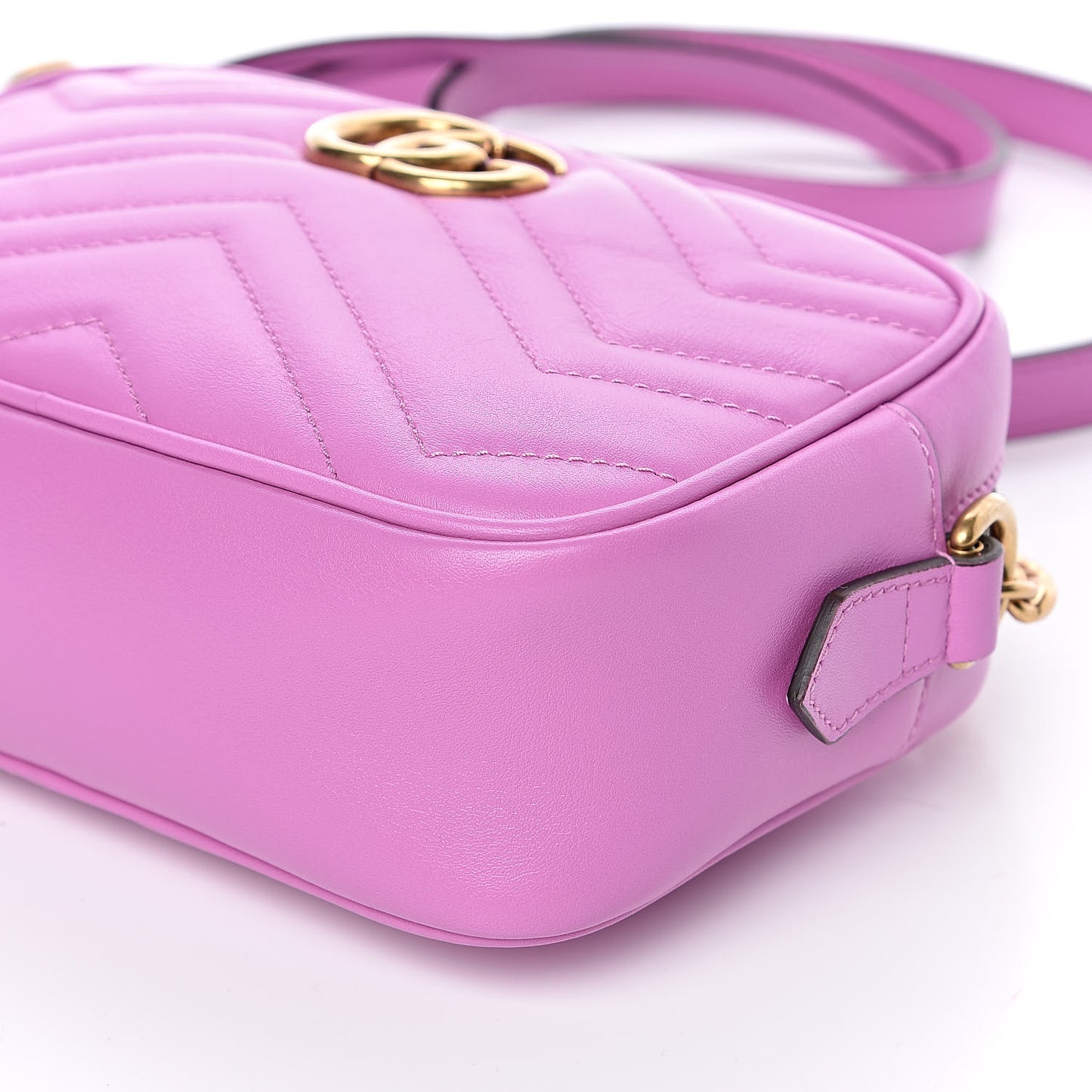 Calfskin Matelasse Mini GG Marmont Chain Shoulder Bag Candy Mousse