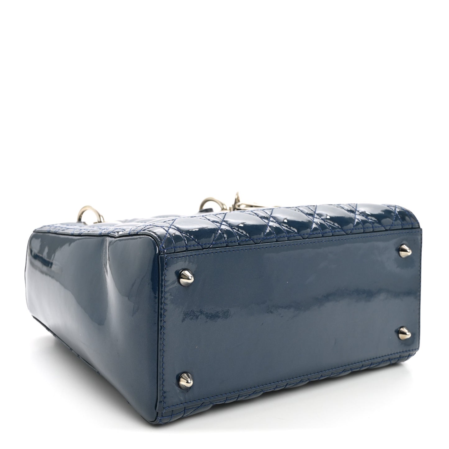 Patent Cannage Medium Lady Dior Blue