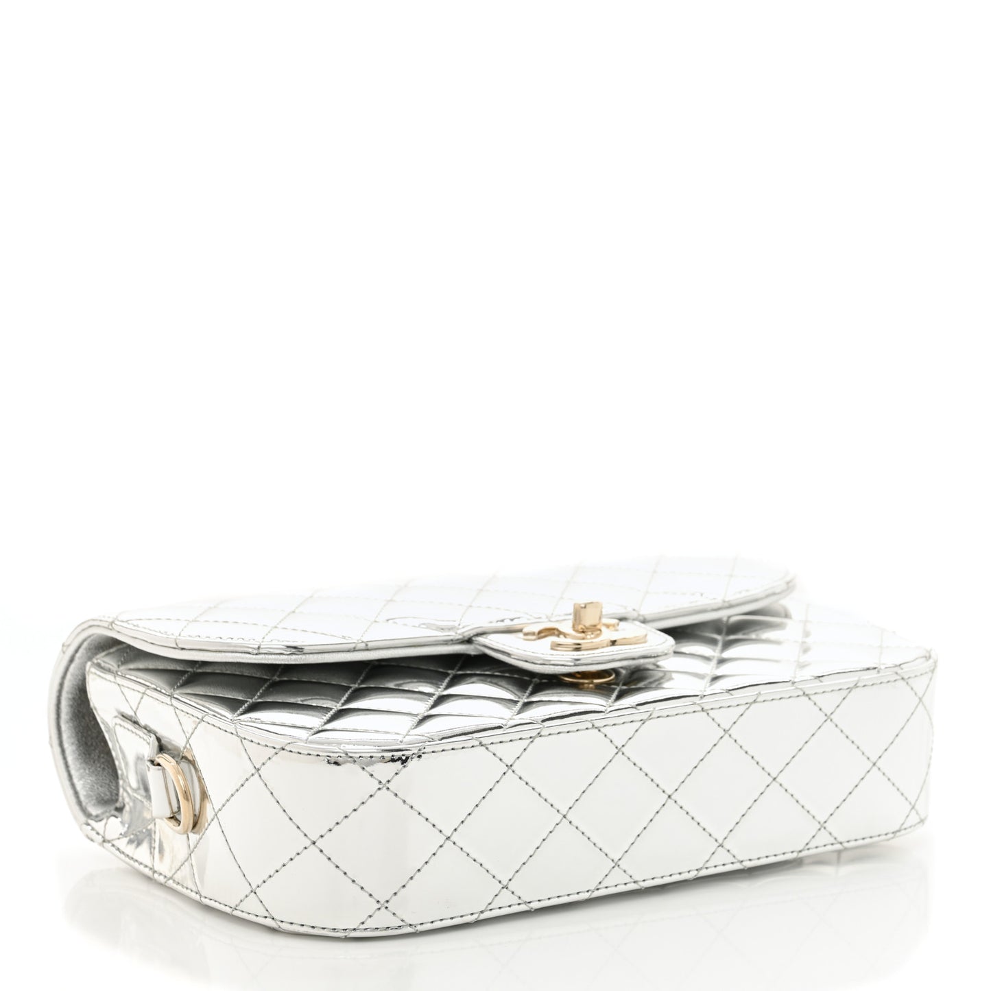 Mirror Calfskin Metallic Calfskin Medium Hollywood Boulevard Flap With Star Coin Purse Silvery