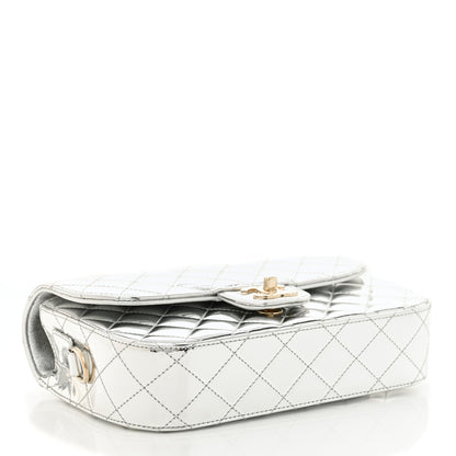 Chanel Mirror Calfskin Metallic Calfskin Medium Hollywood Boulevard Flap With Star Coin Purse Silvery 5 of 12