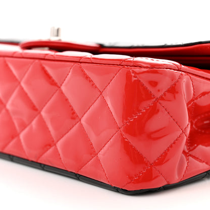 Chanel Patent Calfskin Quilted Bi-Color Medium Double Flap Red Black 10 of 13