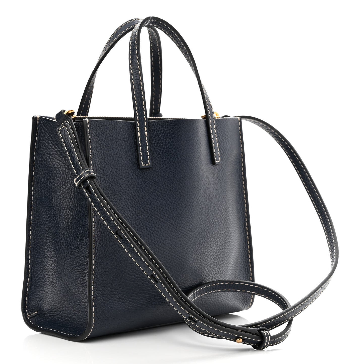 Calfskin Mini Grid Tote Bag Blue