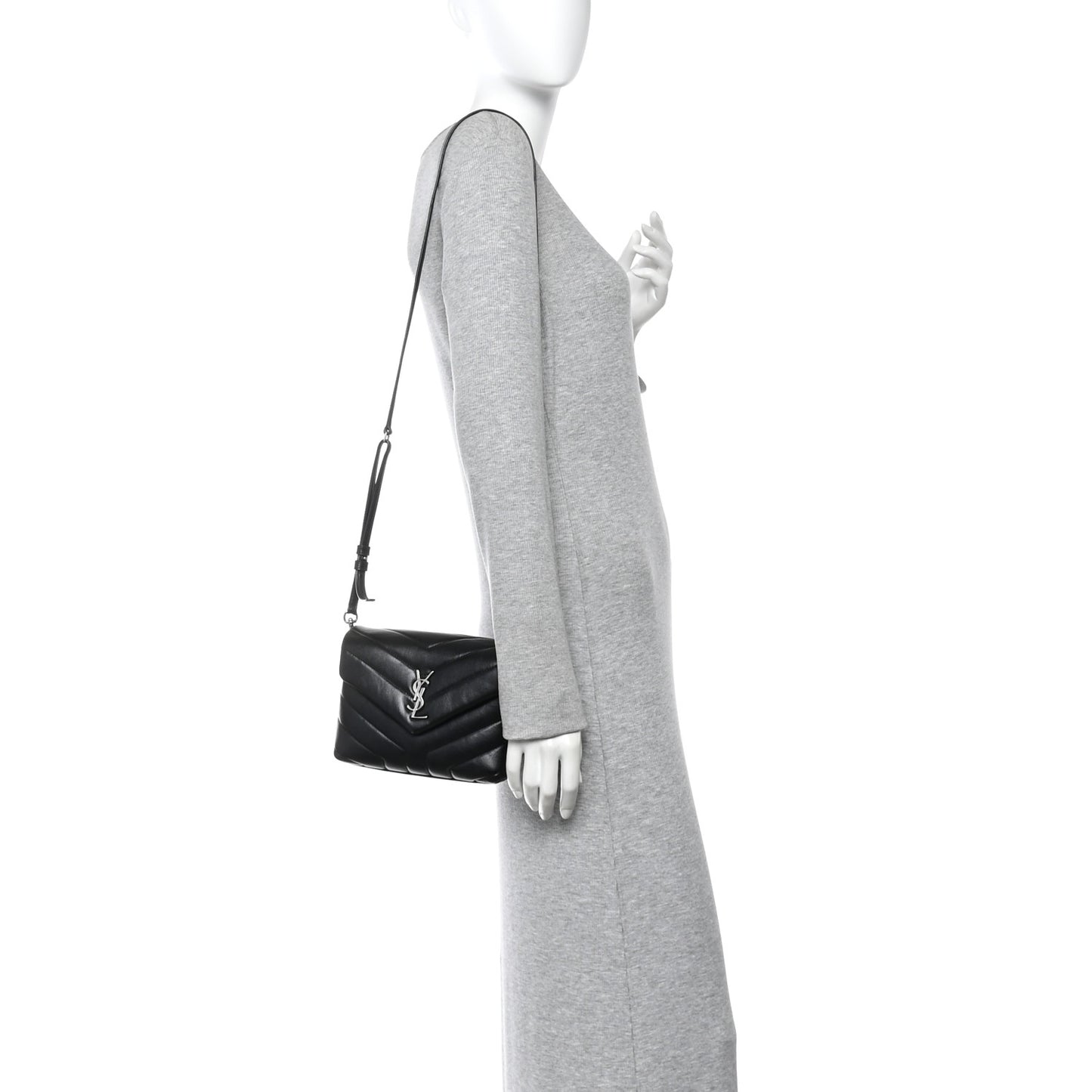 Calfskin Y Quilted Monogram Toy Loulou Crossbody Bag Black