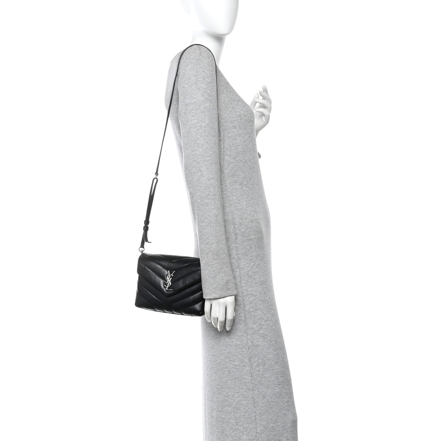 Saint Laurent Calfskin Y Quilted Monogram Toy Loulou Crossbody Bag Black 2 of 15