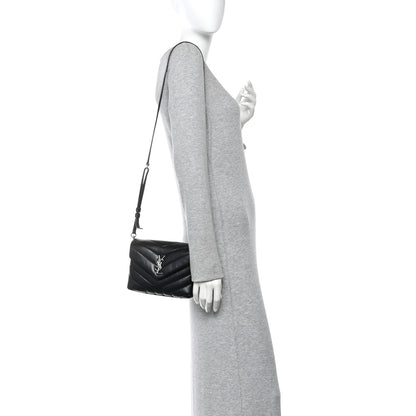 Saint Laurent Calfskin Y Quilted Monogram Toy Loulou Crossbody Bag Black 2 of 15