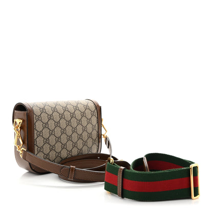 Gucci GG Supreme Monogram Web Mini Horsebit 1955 Shoulder Bag Beige Brown Sugar 3 of 10