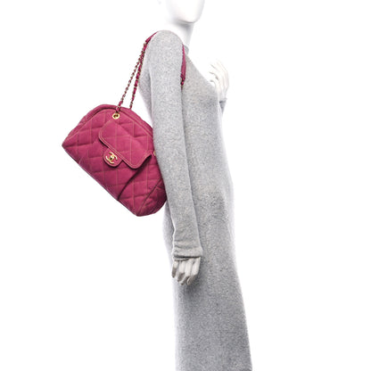Chanel Washed Denim Quilted Bowling Bag Fuchsia 2 of 10