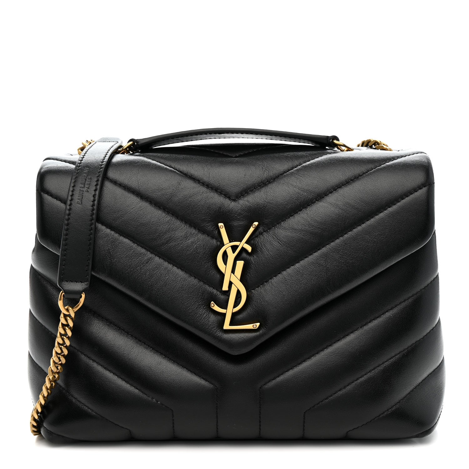 Saint Laurent Calfskin Y Quilted Monogram Small Loulou Chain Satchel Black 1 of 16