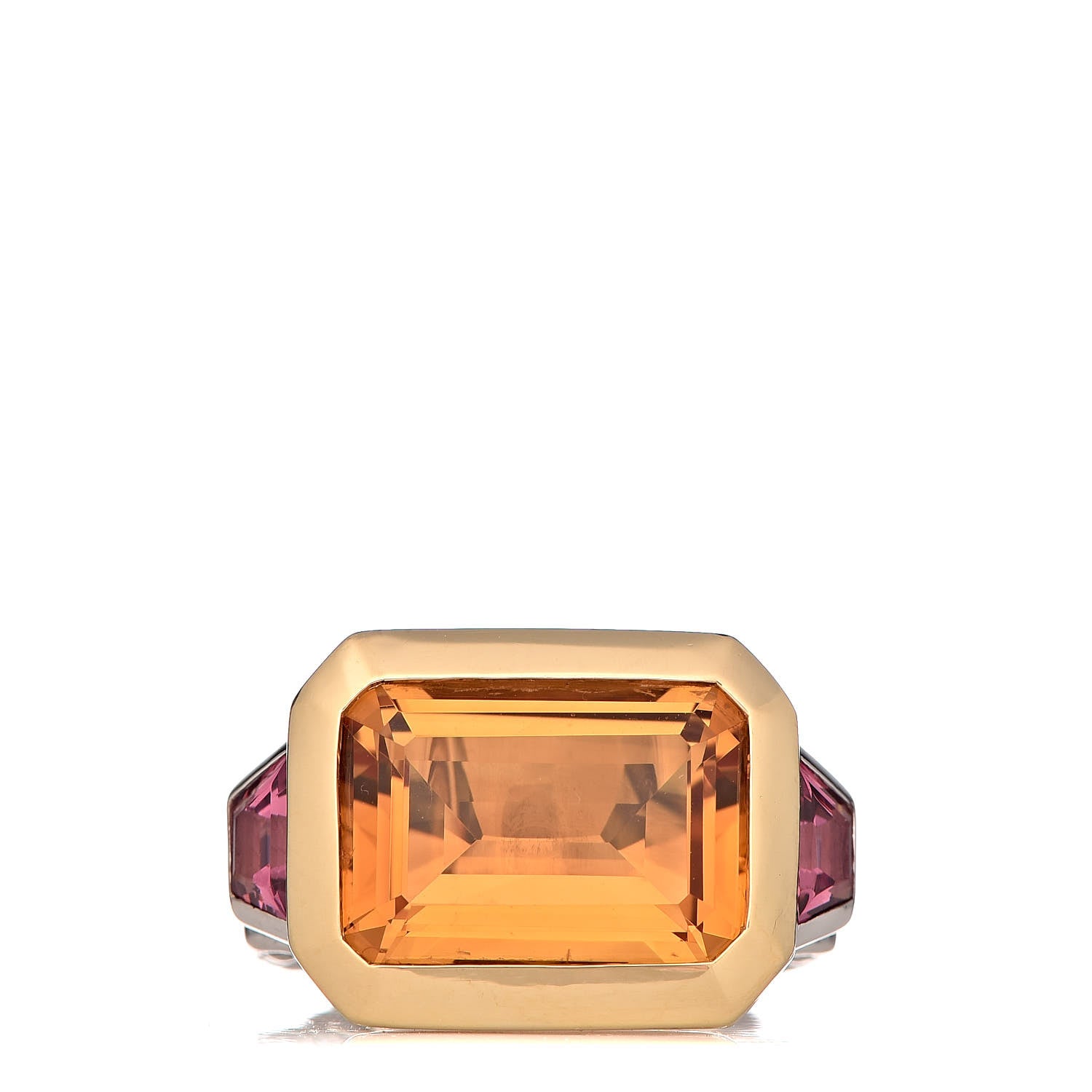 David Yurman Sterling Silver 18K Yellow Gold Citrine Rhodalite Garnet Three Stone Novella Ring 49 5 1 of 6