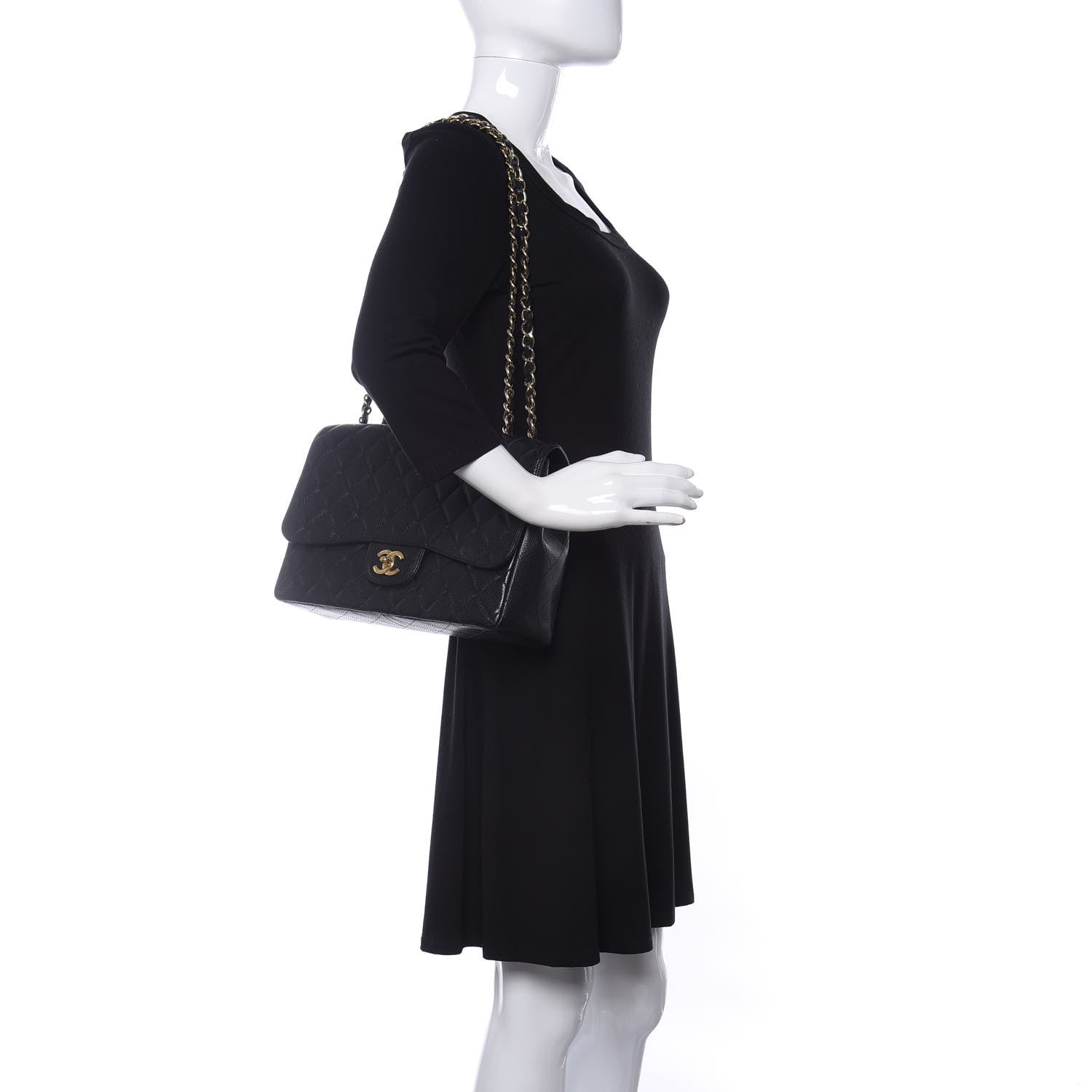 Chanel Caviar Quilted Jumbo Single Flap Black 2 of 9