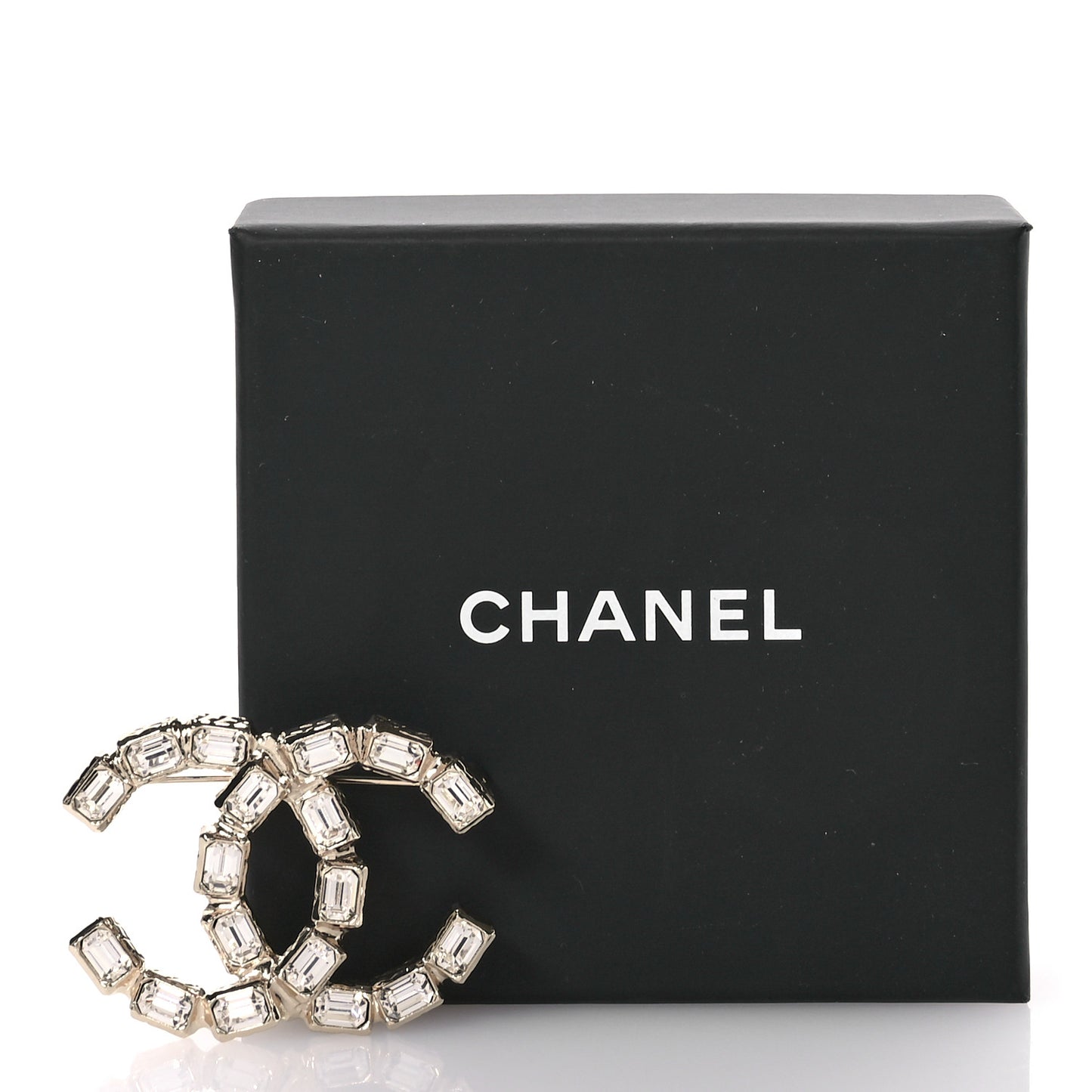 Baguette Crystal CC Brooch Gold