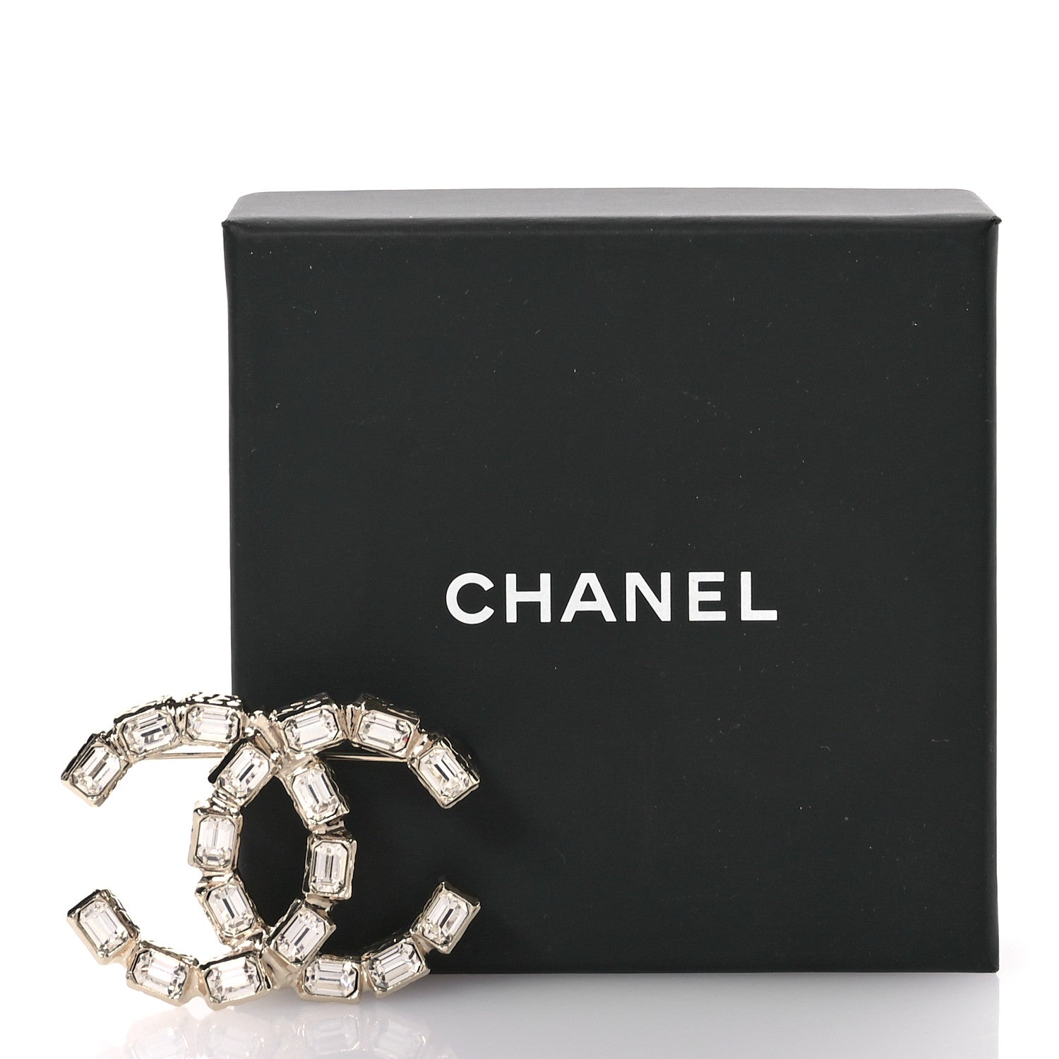 Chanel Baguette Crystal CC Brooch Gold 4 of 4