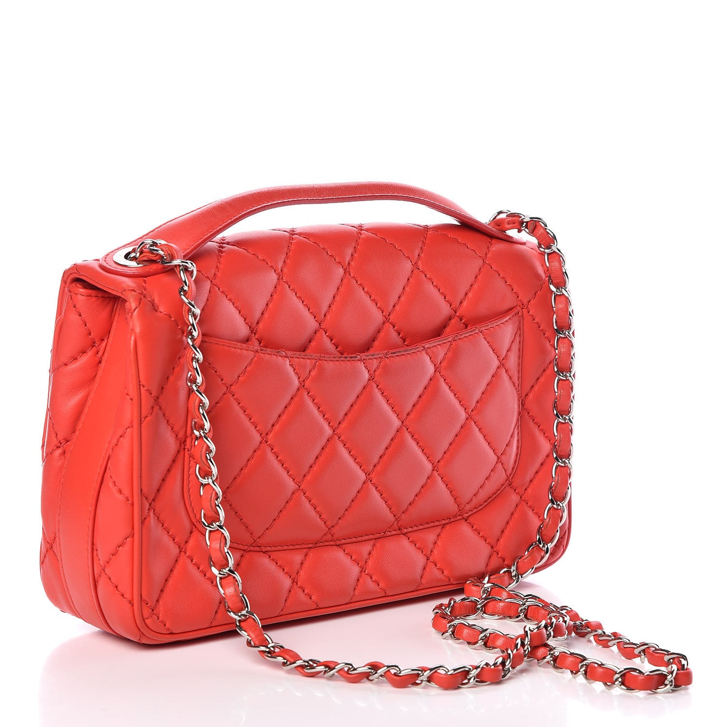 Lambskin Quilted Easy Carry Jumbo Flap Red