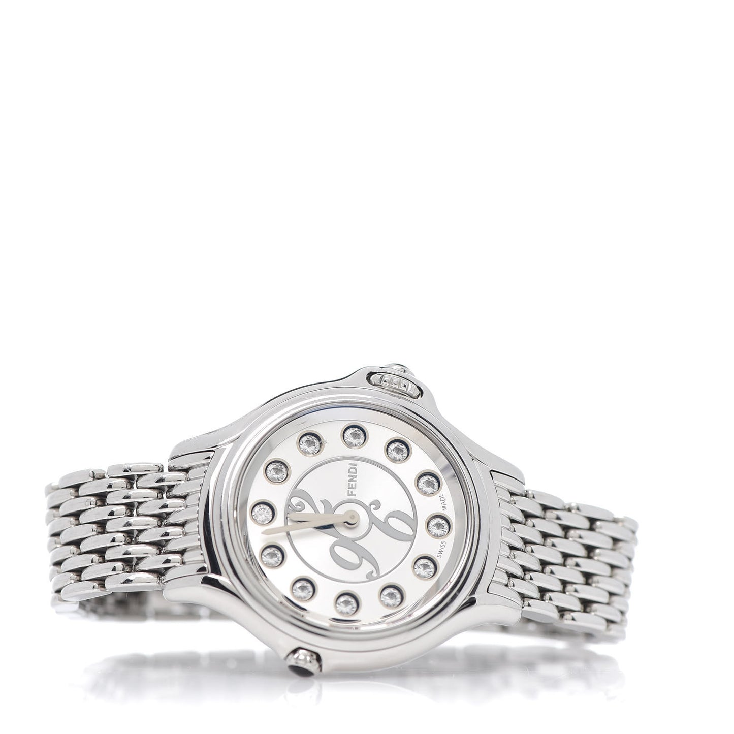Stainless Steel Diamond Topaz 33mm Crazy Carats Quartz Watch