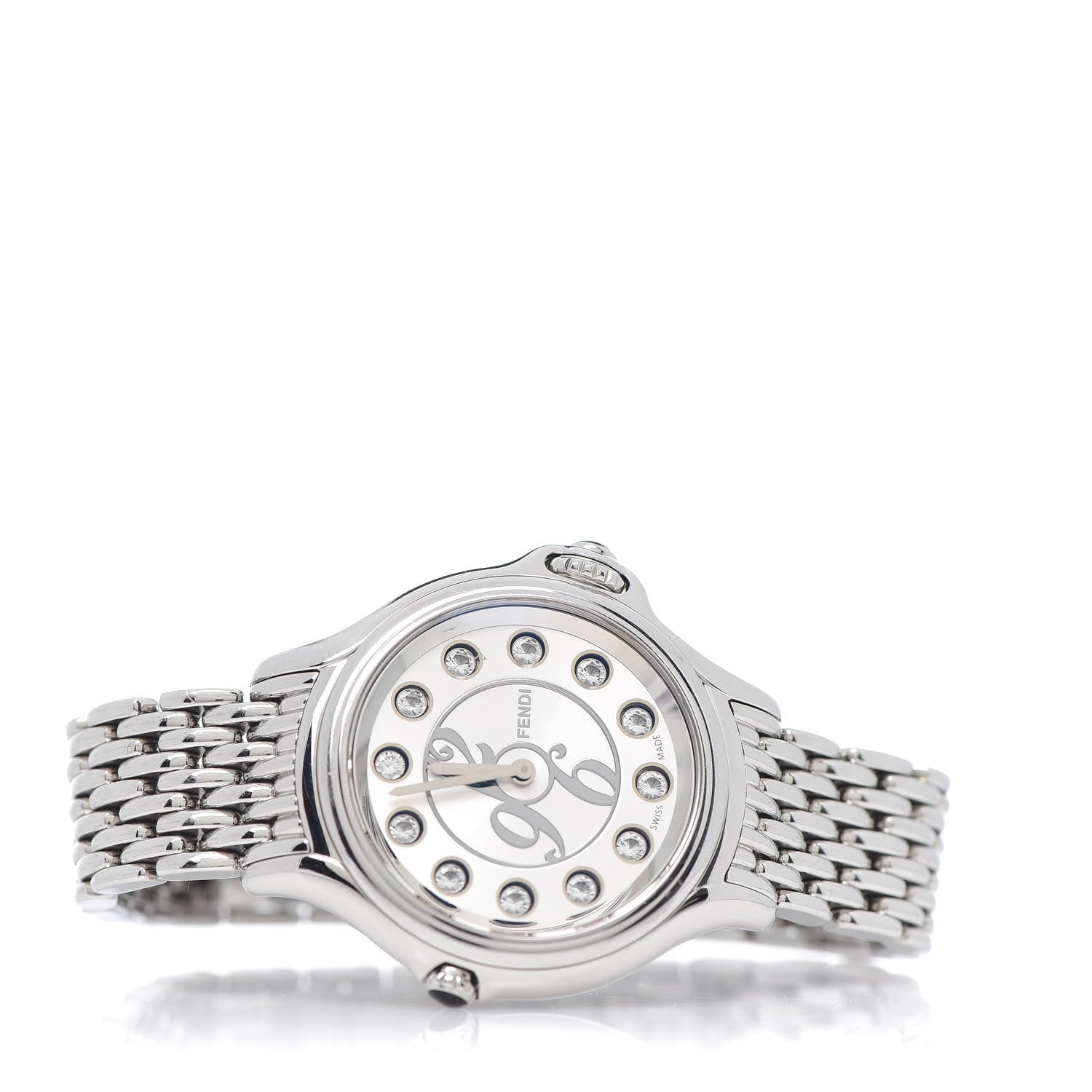 Fendi Stainless Steel Diamond Topaz 33mm Crazy Carats Quartz Watch 4 of 8
