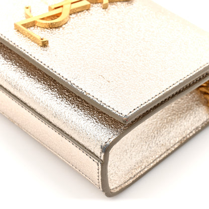 Saint Laurent Metallic Calfskin Small Classic Monogram Kate Satchel Platine 23 of 29