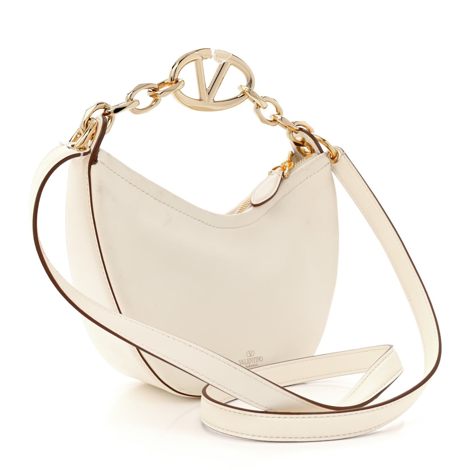 Valentino Garavani Nappa Mini Vlogo Moon Hobo Bag Ivory 3 of 20