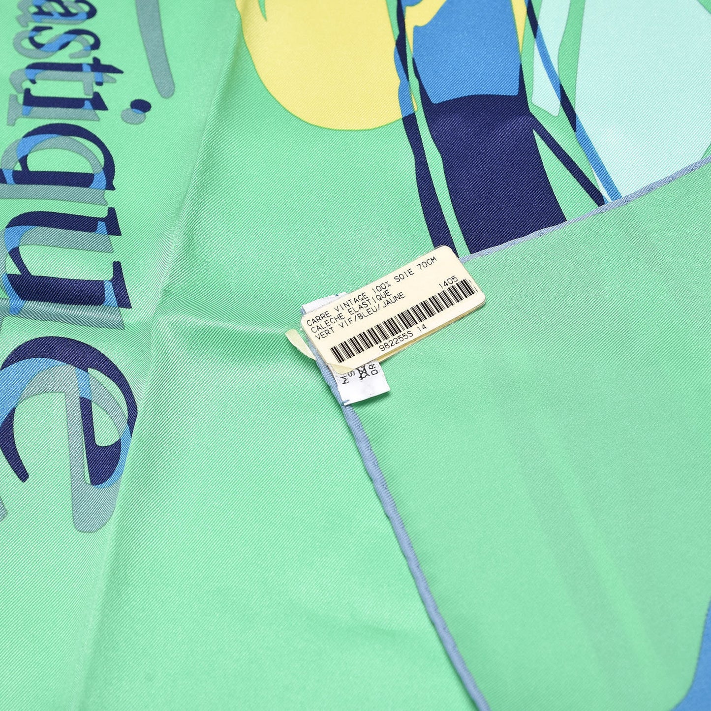 Silk Caleche Elastique Scarf 70 Vert Vif Bleu Jaune