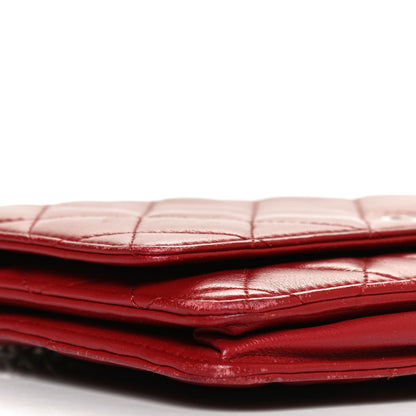 Chanel Lambskin Quilted Wallet On Chain WOC Red 9 of 12