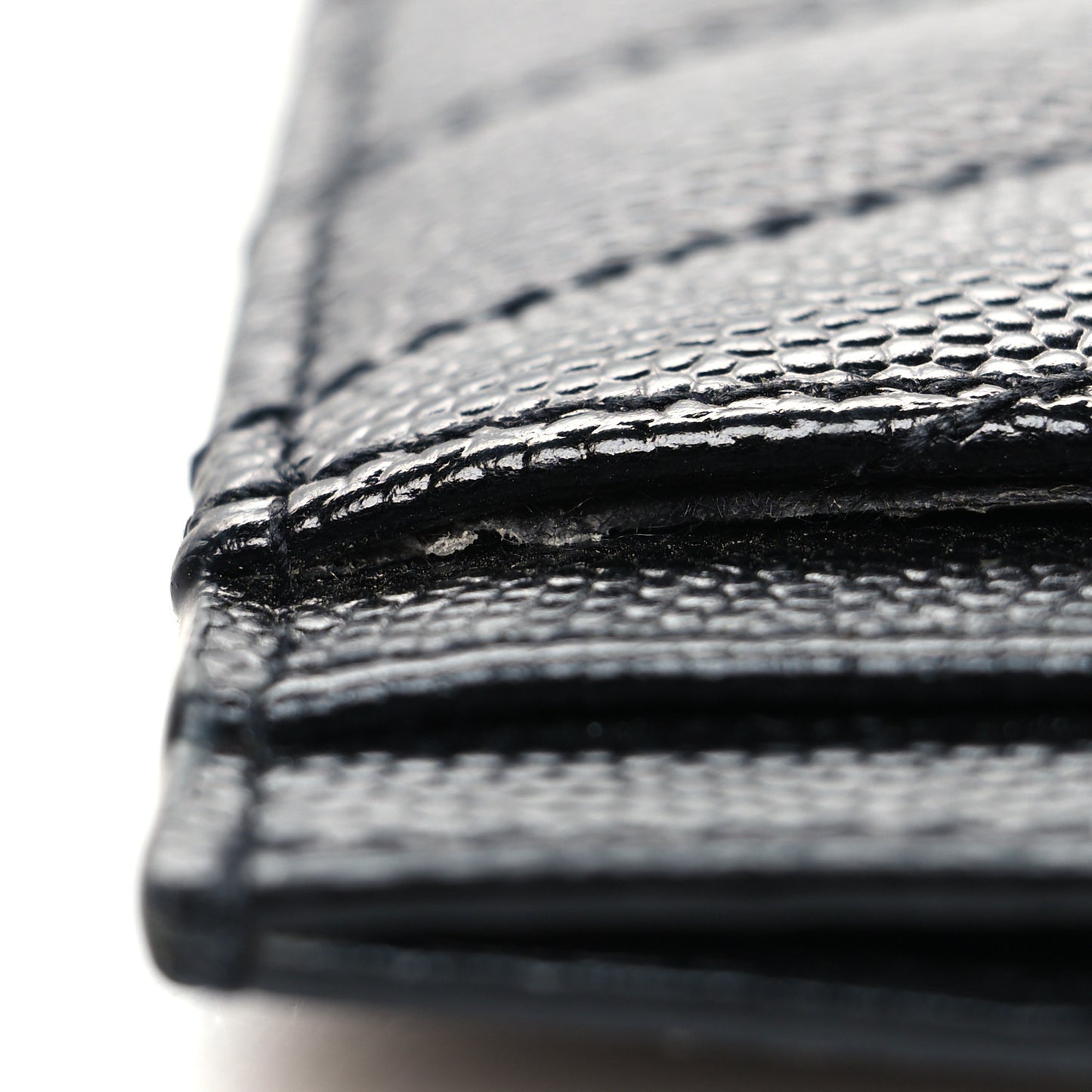 Grain De Poudre Matelasse Chevron Monogram Credit Card Case Black