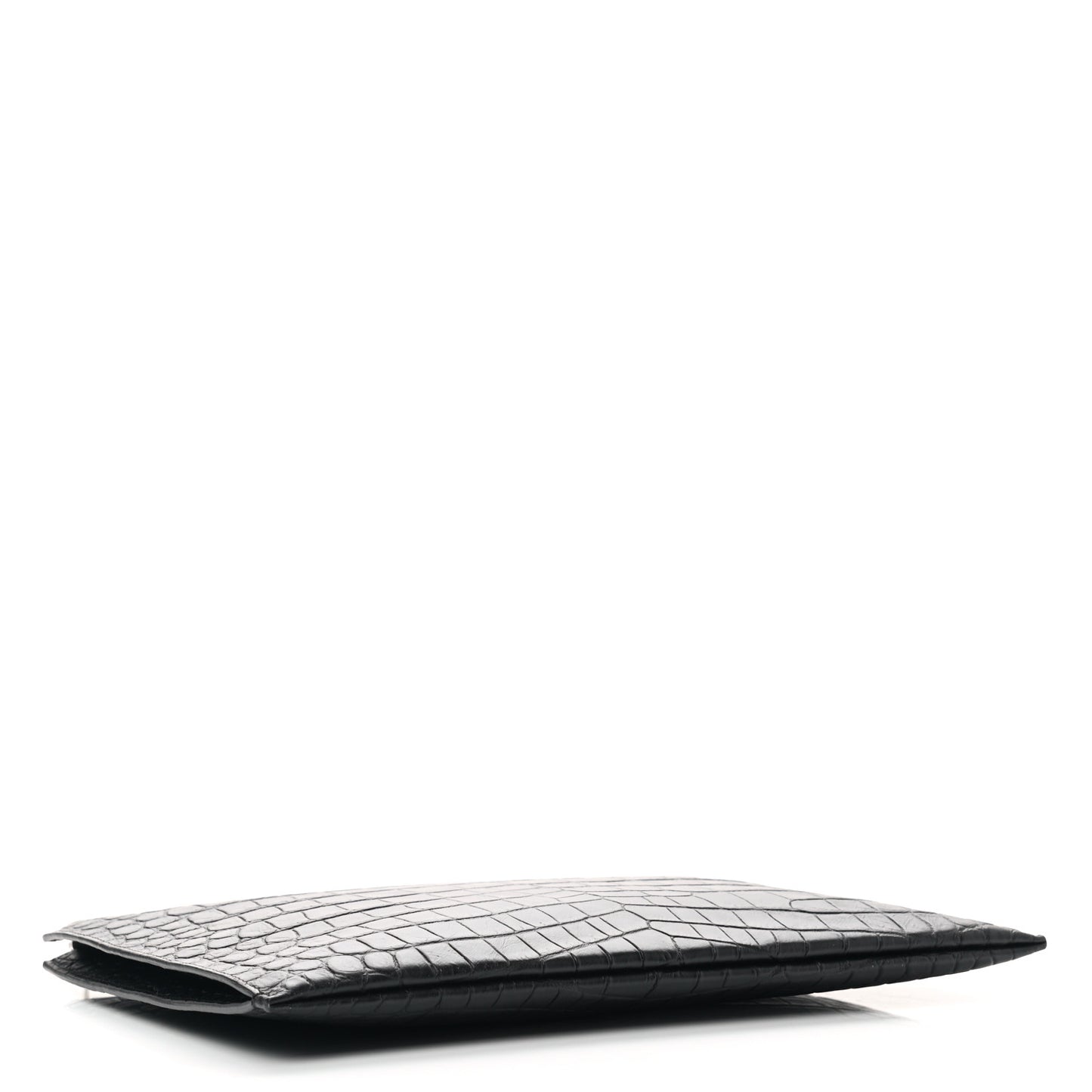 Calfskin Crocodile Embossed Zipped Tablet Holder Black