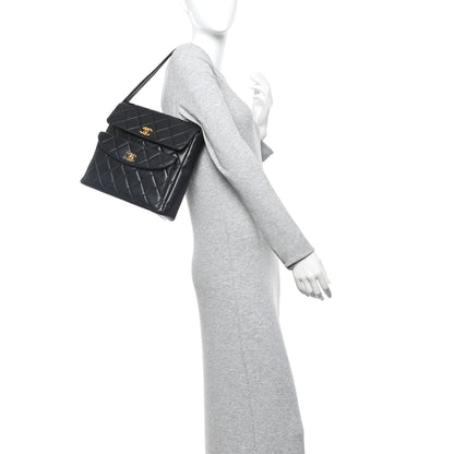 Chanel Lambskin Quilted Double Pocket Shoulder Bag Black 2 of 13