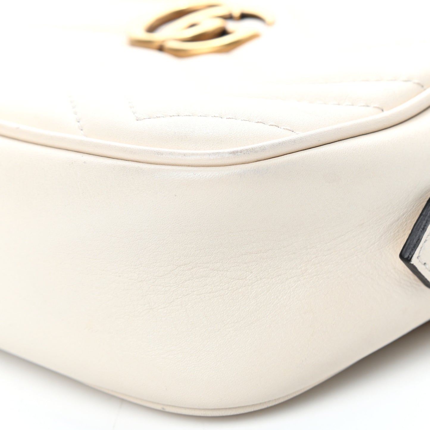 Calfskin Matelasse Mini GG Marmont Chain Shoulder Bag White