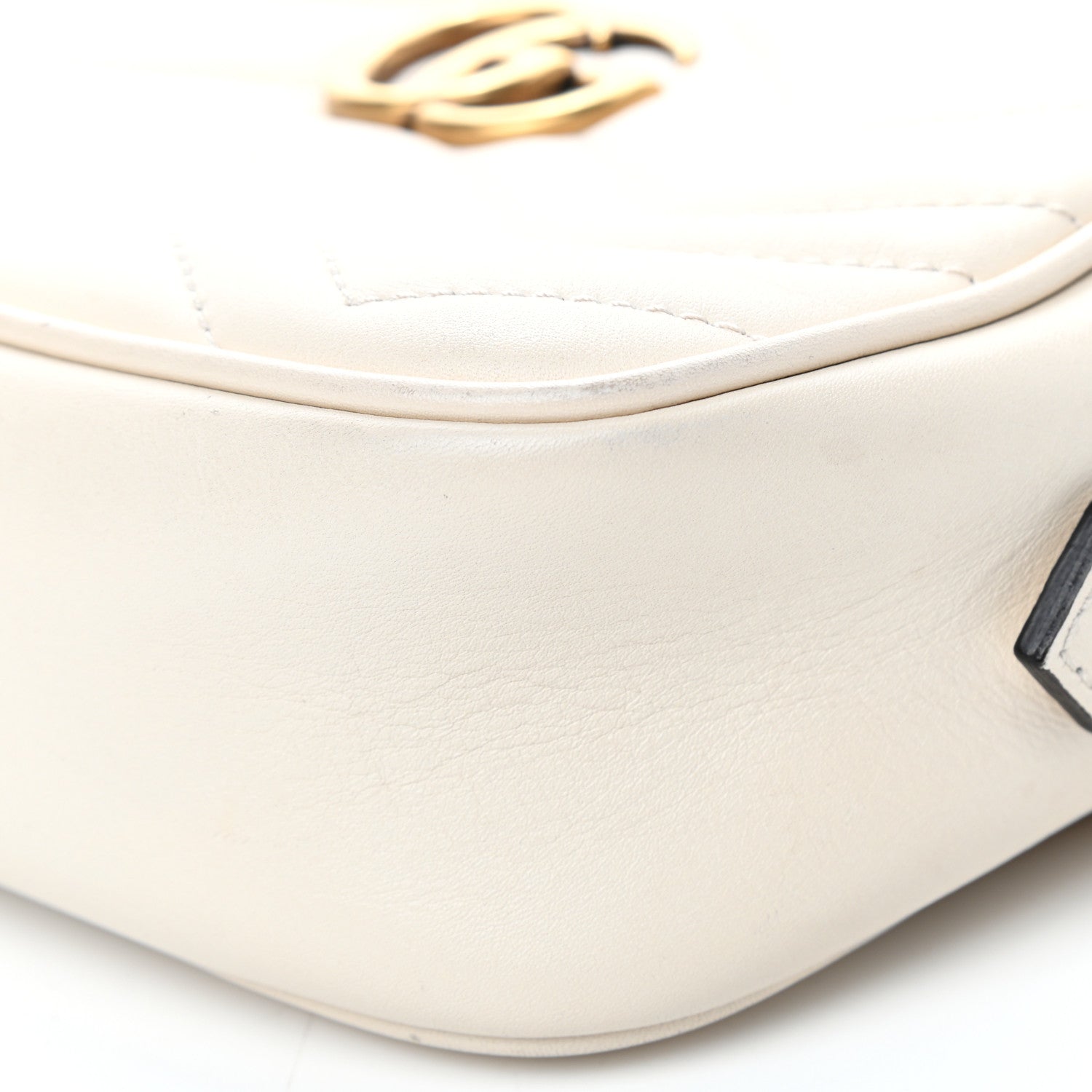 Gucci Calfskin Matelasse Mini GG Marmont Chain Shoulder Bag White 9 of 12