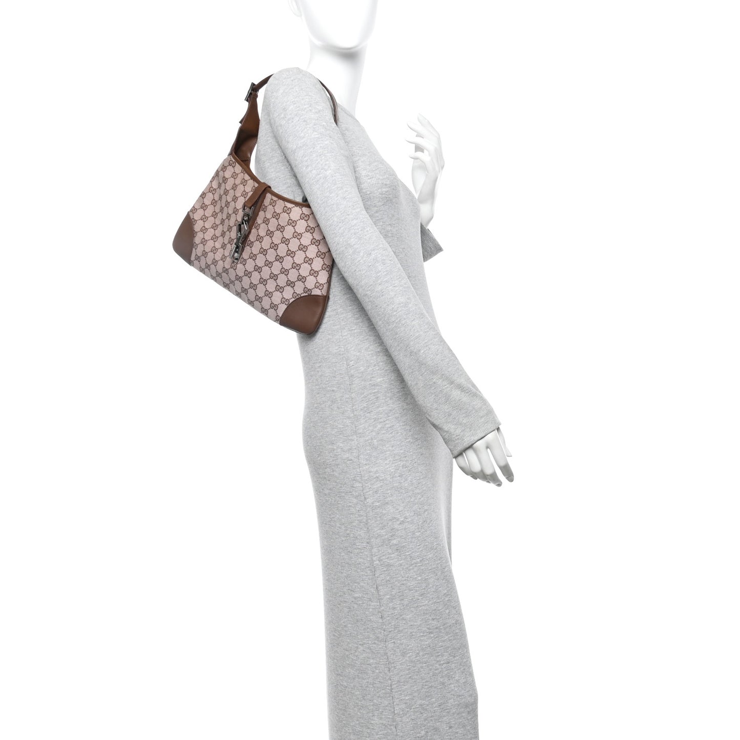 Monogram Lobster Clasp Jackie O Hobo Brown