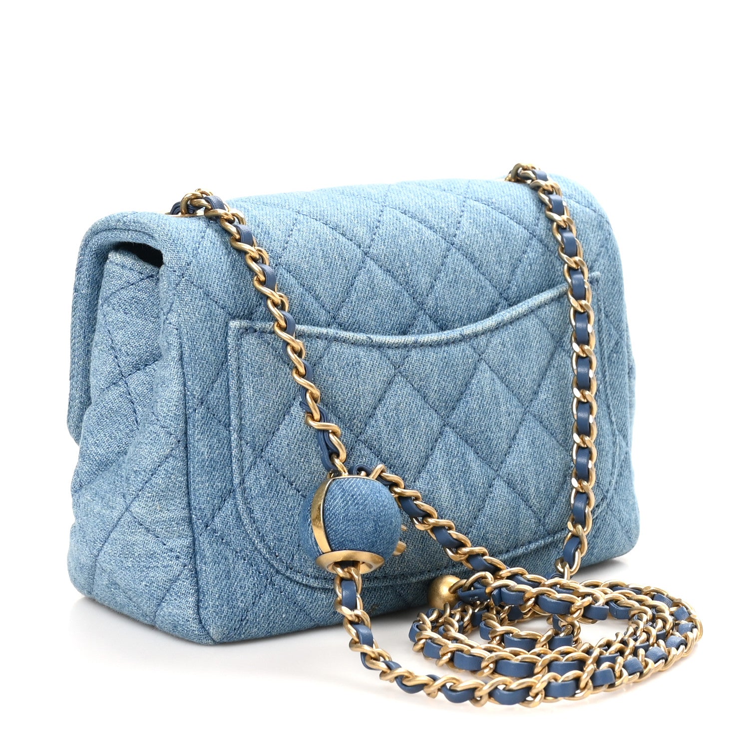 Chanel Denim Quilted Mini Pearl Crush Flap Blue 3 of 10
