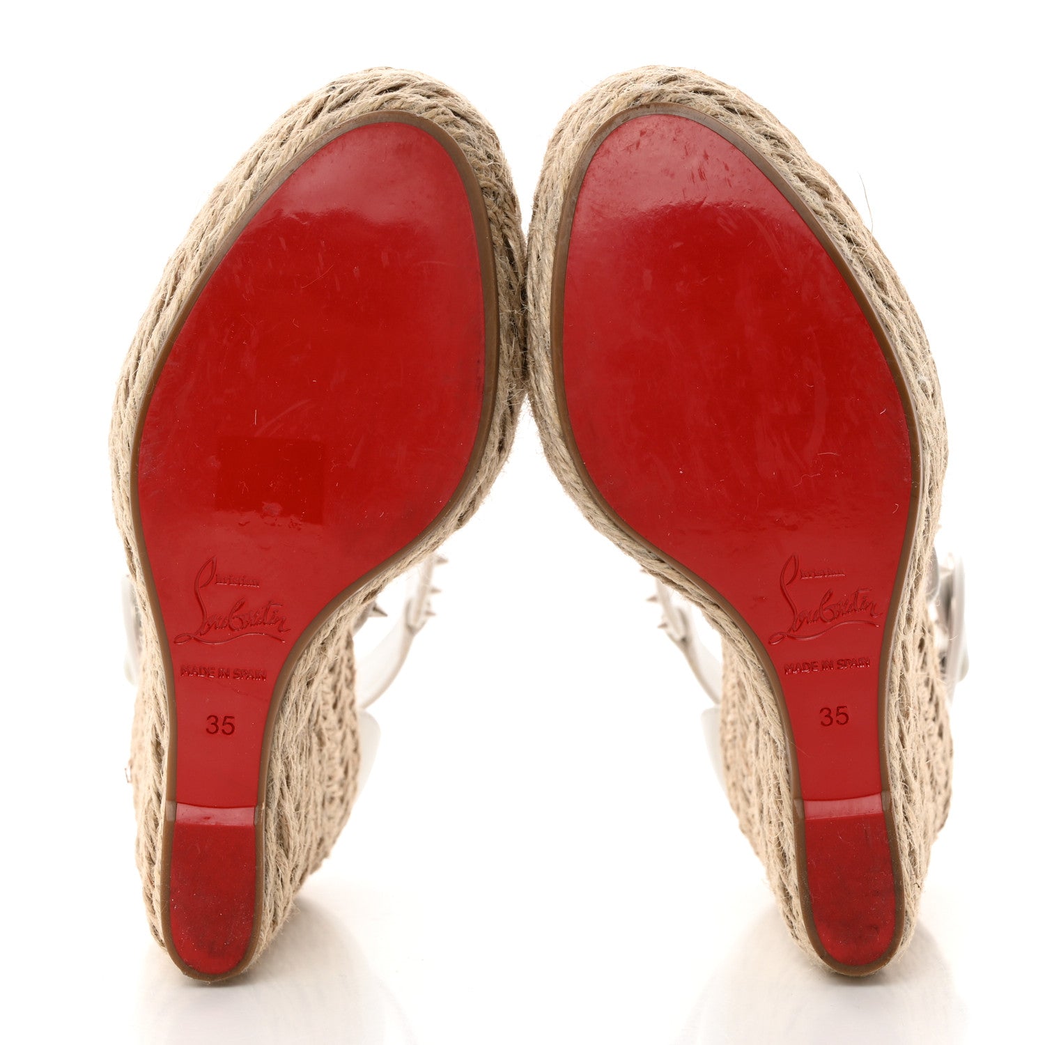 Christian Louboutin Calfskin Chocazeppa Spikes 120 Platform Wedge Sandals 35 Bianco 5 of 9