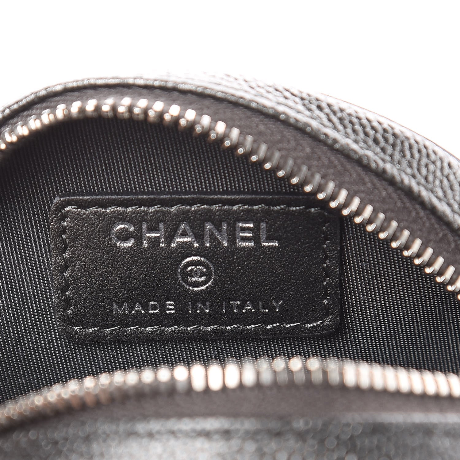 Chanel Metallic Caviar Quilted Filigree Zip Around Classic Coin Purse Dark Silver 6 of 8