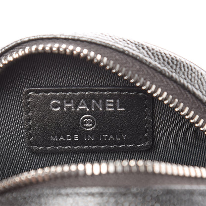 Chanel Metallic Caviar Quilted Filigree Zip Around Classic Coin Purse Dark Silver 6 of 8