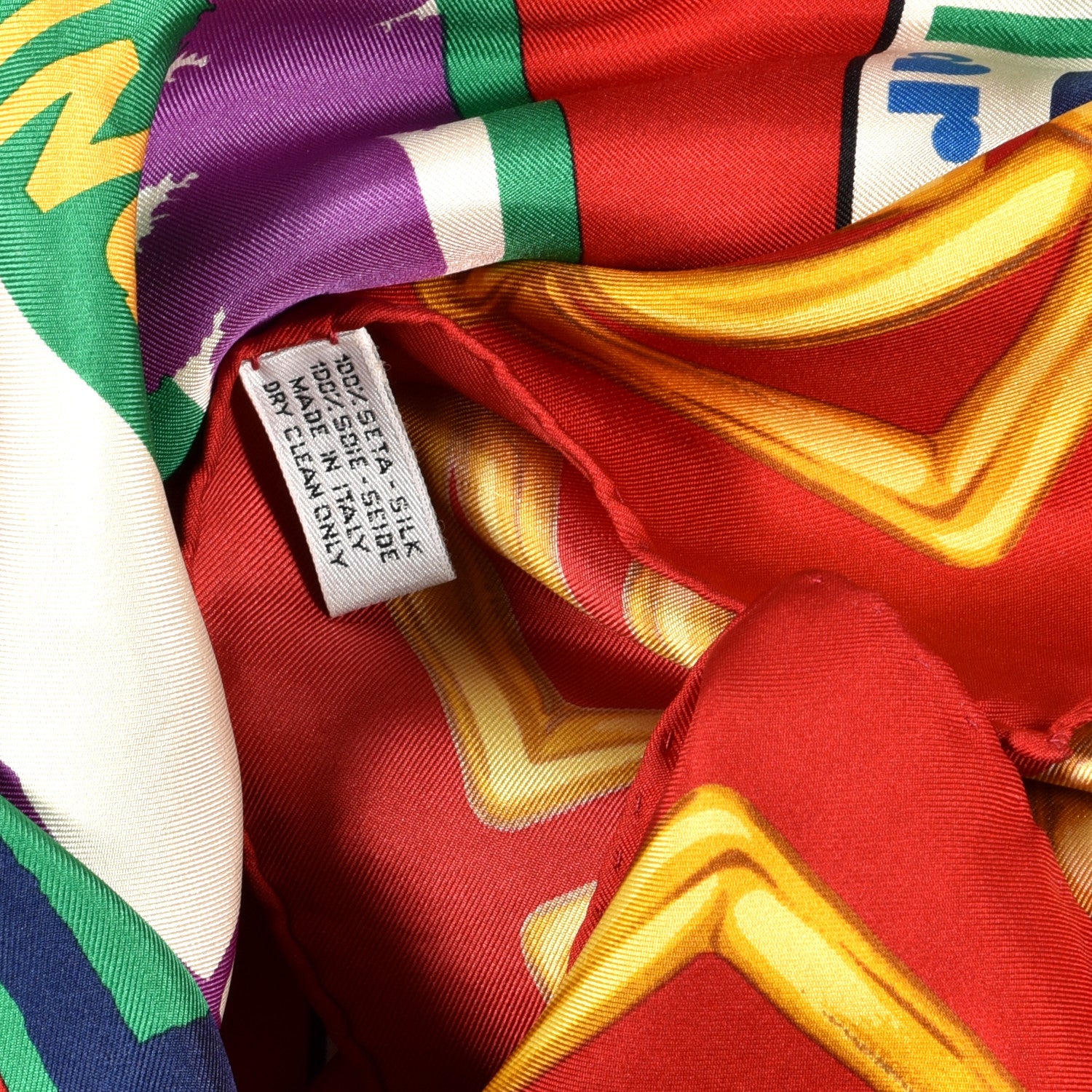 Chanel Silk Square Travel Scarf Red Multicolor 3 of 3