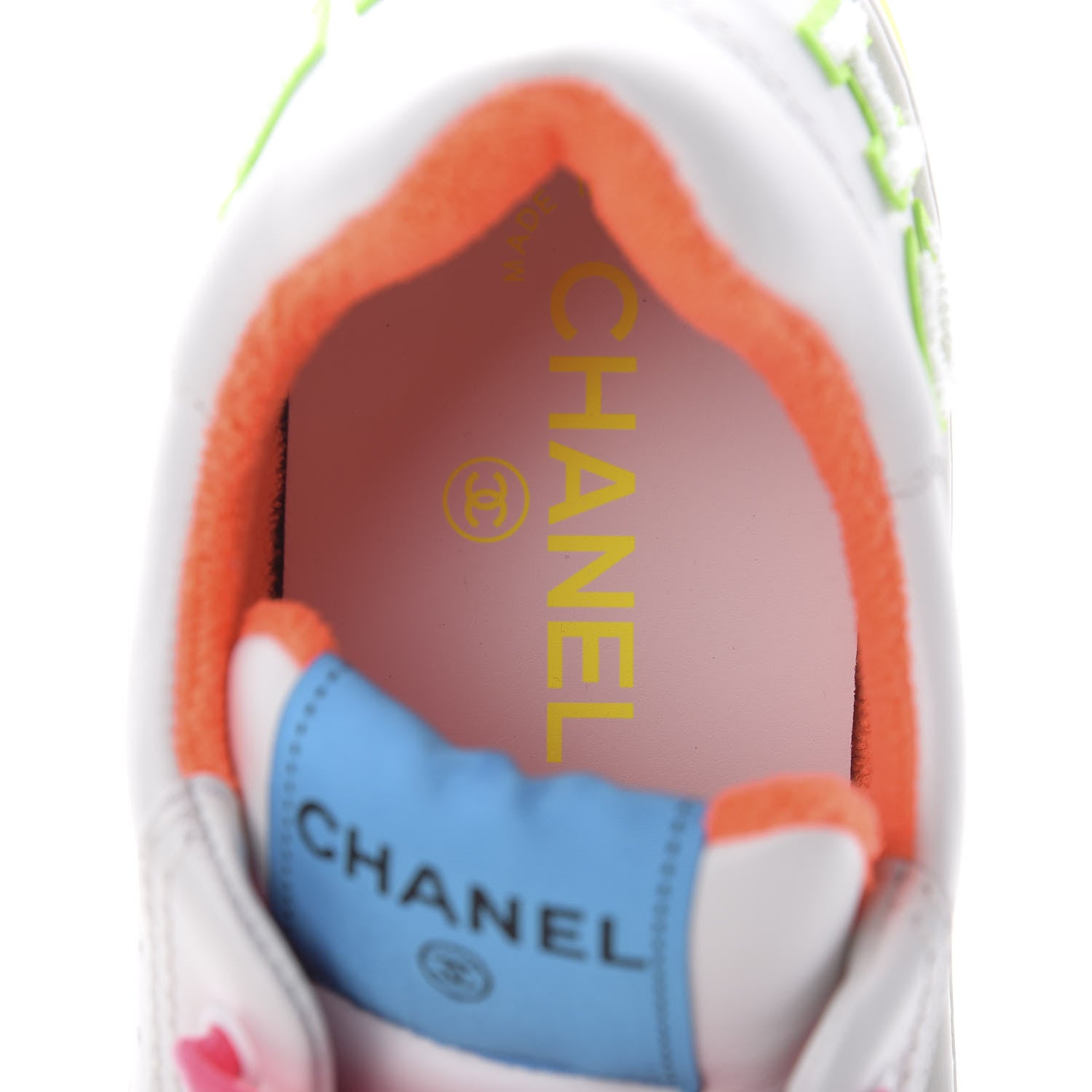 Chanel Calfskin Womens Logo Sneakers 38.5 White Multicolor 8 of 9