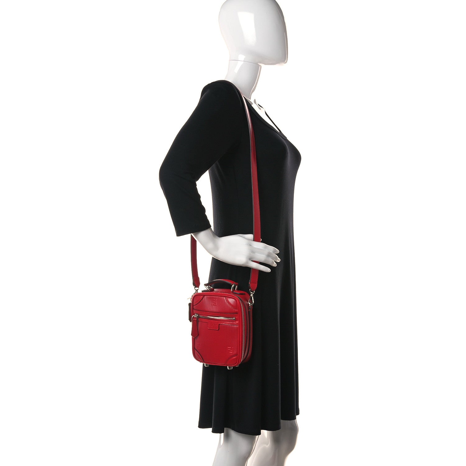 Fendi Vitello Astro Rubber Effect Mini Trolley Bag Fragola 2 of 10