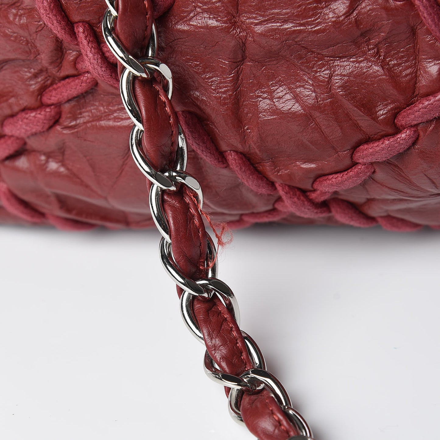 Calfskin Ultra Stitch Oversize Flap Dark Red