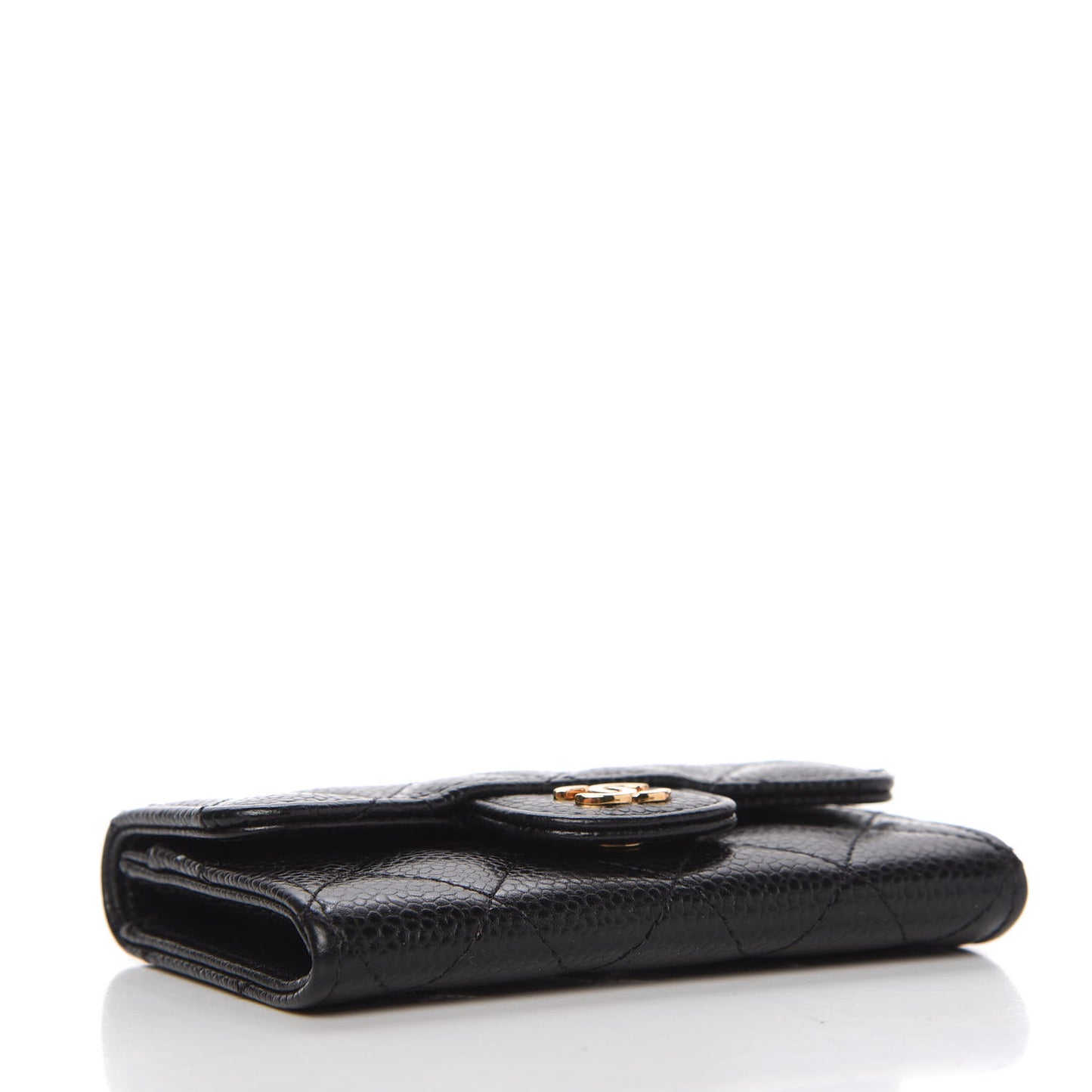 Caviar Quilted Flap Card Holder Black