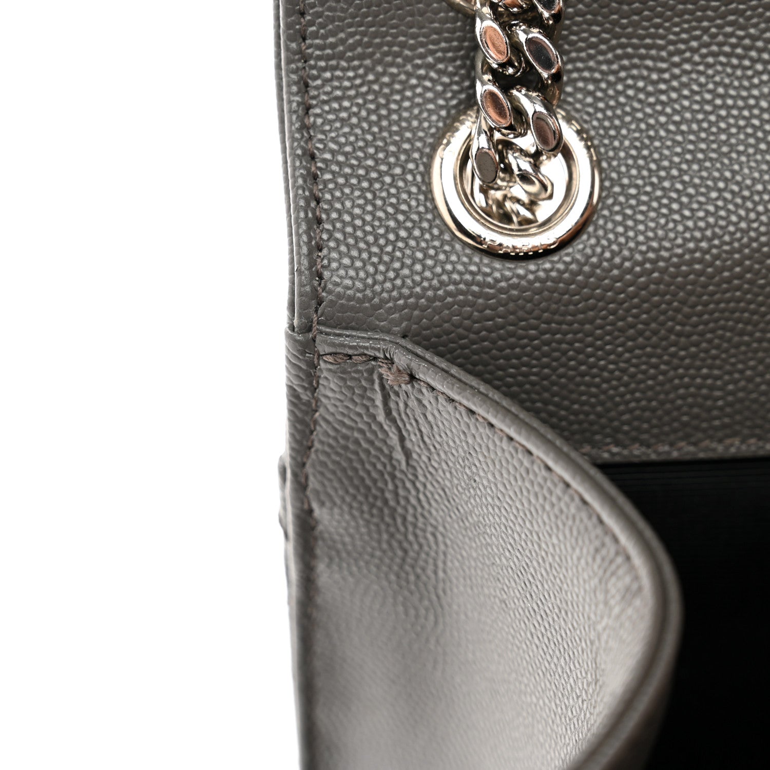 Saint Laurent Grain De Poudre Textured Mixed Matelasse Medium Triquilt Monogram Satchel Earth 11 of 12