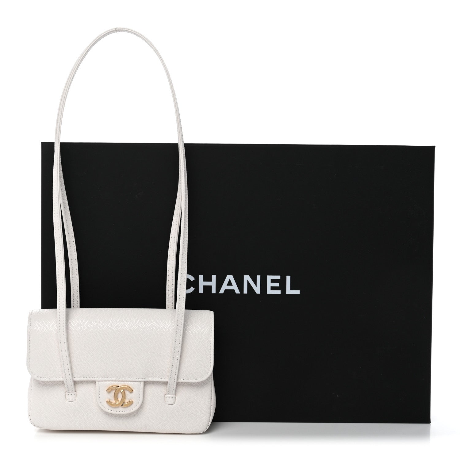Chanel Shiny Caviar Mini Preppy Coco Shoulder Bag White 1873211