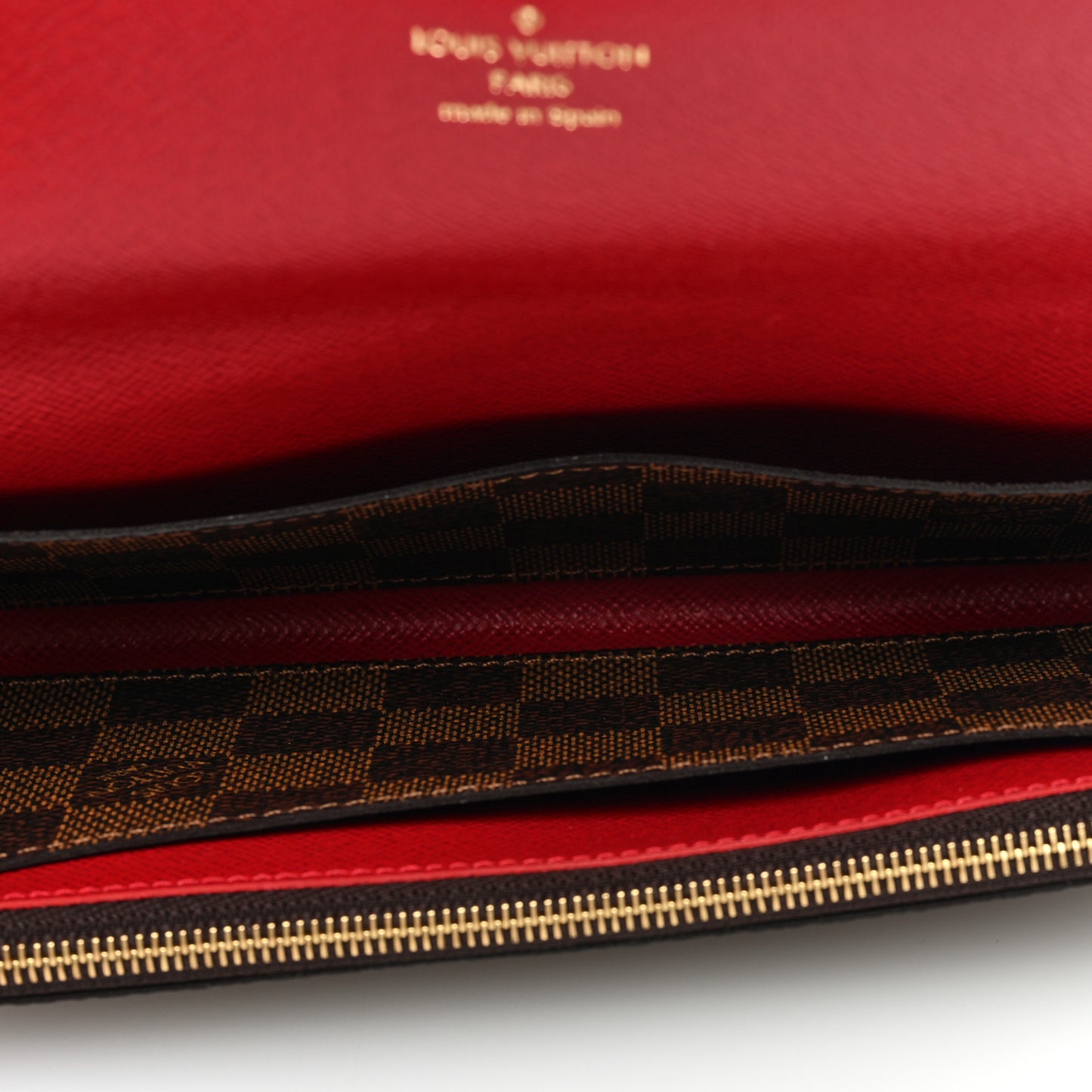 Damier Ebene Emilie Wallet Red