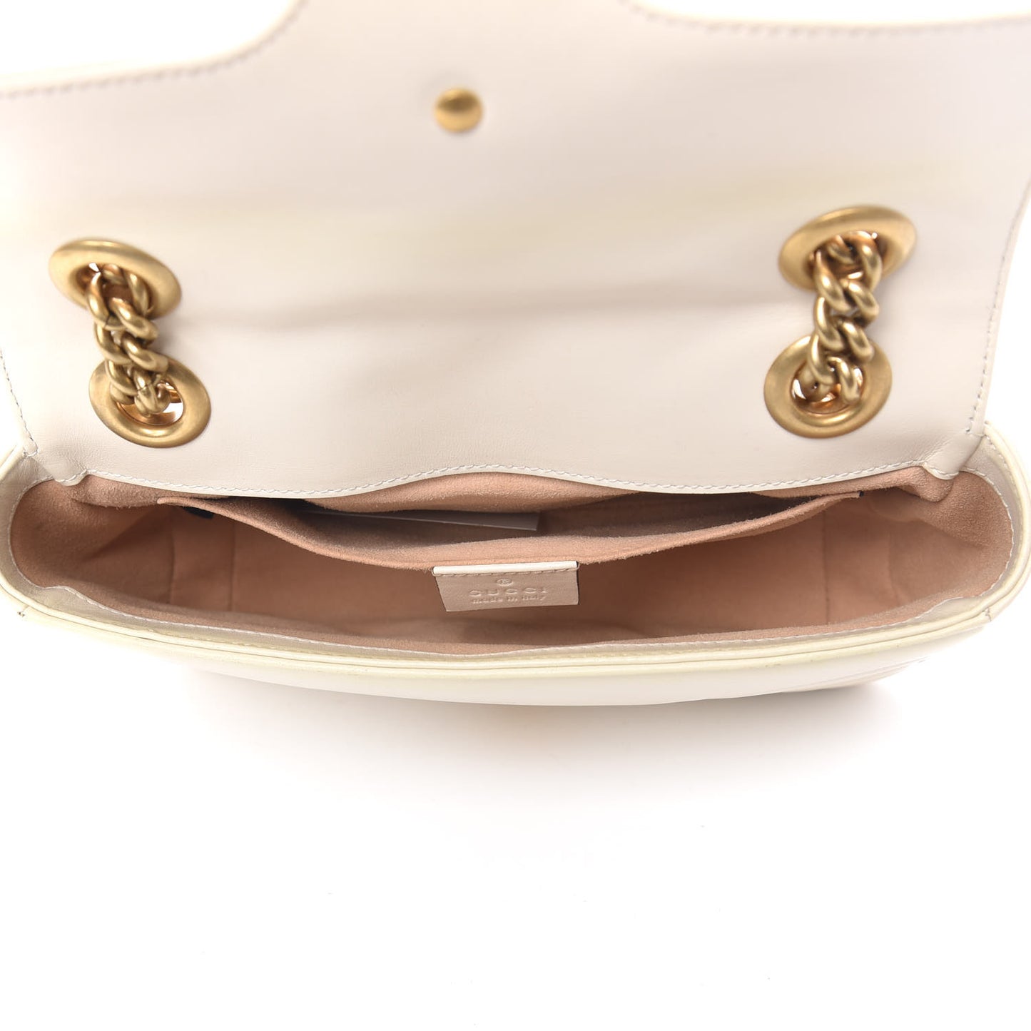 Calfskin Matelasse Mini GG Marmont Shoulder Bag White