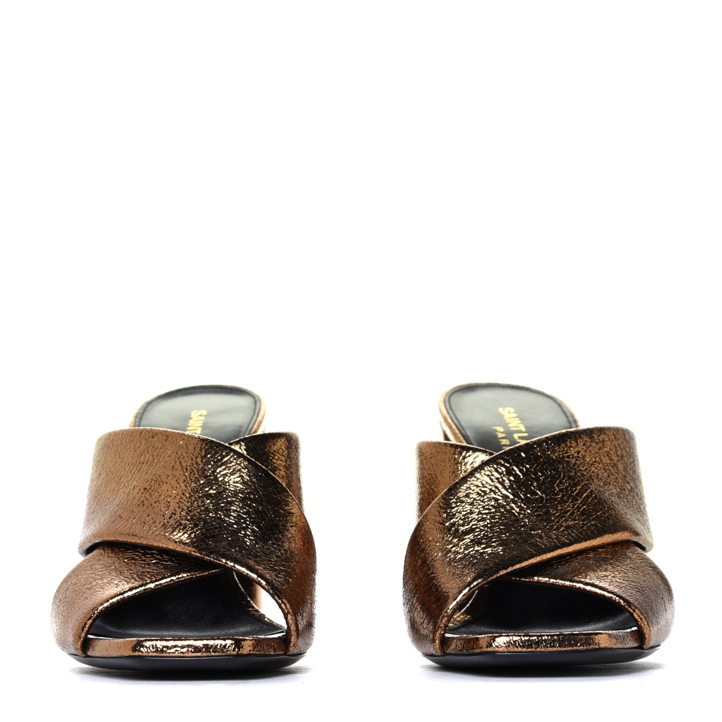 Metallic Supercrack Calfskin LouLou 95 Mule Sandals 36 Chestnut