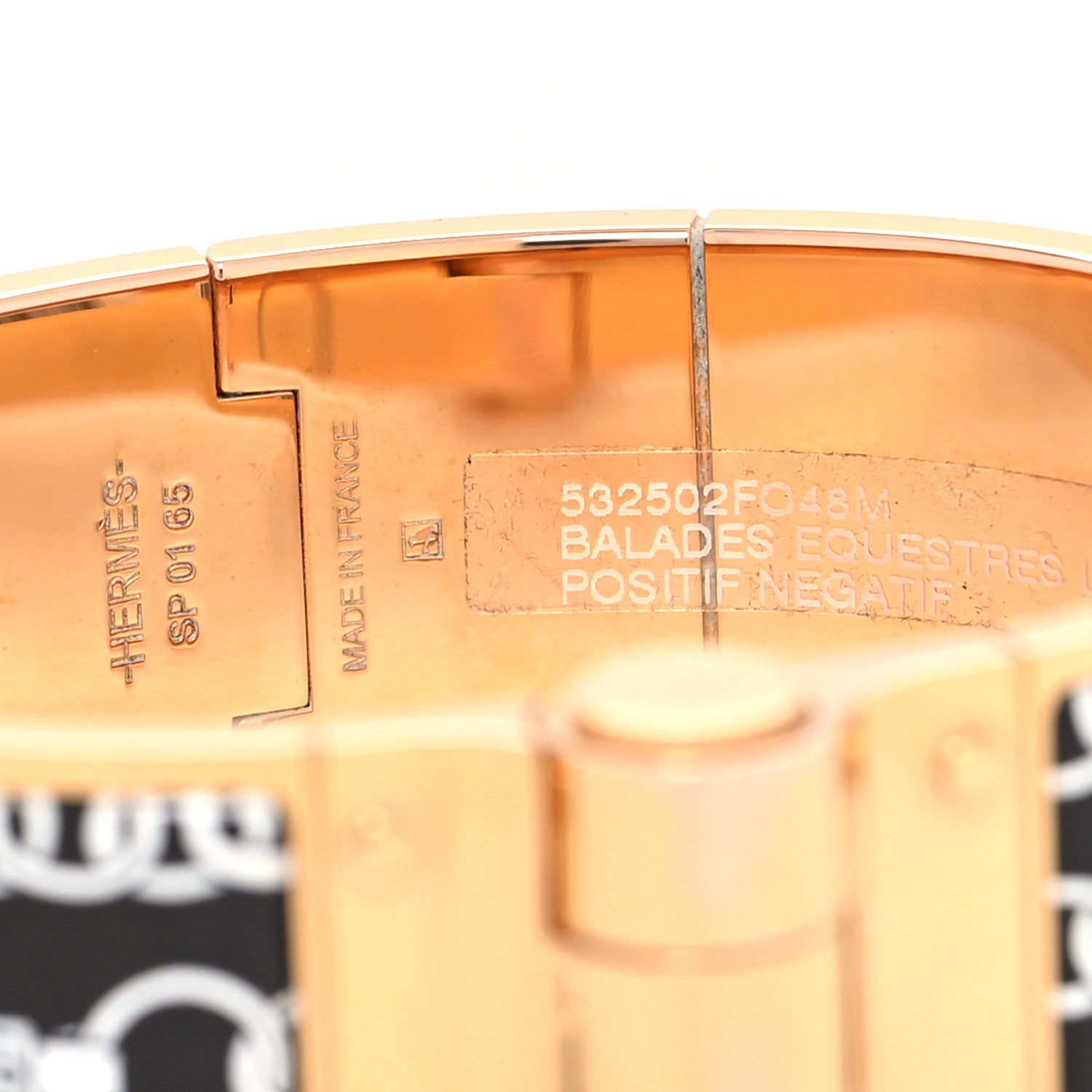 Hermes Enamel Printed Wide Balades Equestres Positif Negatif Hinged Bracelet L Black 5 of 5