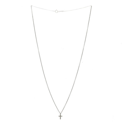 Tiffany 18K White Gold Diamond Mini Cross Pendant Necklace 3 of 5